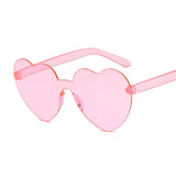 Candy Color One Piece Love Heart Transparent Plastic Retro Sunglasses