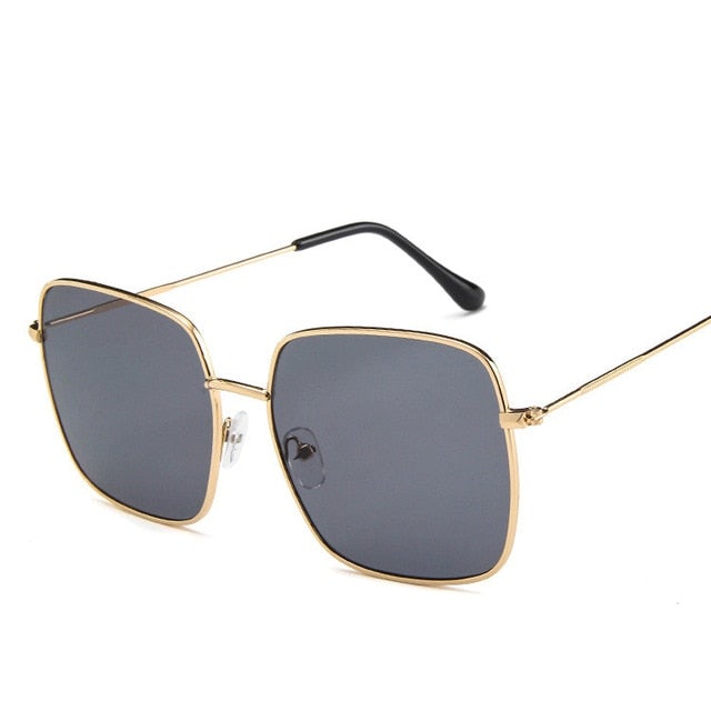 Oversized Metal Gradient Mirror Classic Square Sunglasses