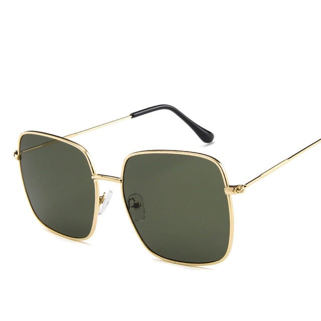 Oversized Metal Gradient Mirror Classic Square Sunglasses