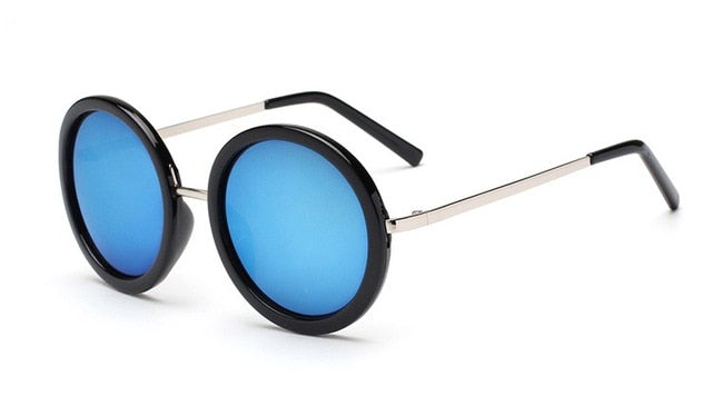 Mirror Polycarbonate Lens Plastic Frame Vintage  Round Sunglasses