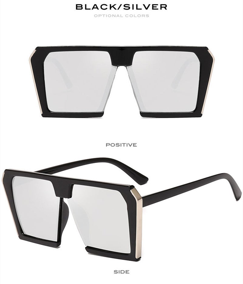 Vintage Oversized Luxury Brand Design Goggle Big Square Sunglasses