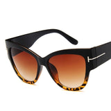 Solid Leopard Gradient Points Wide Temple Oversized Cat Eye Sunglasses
