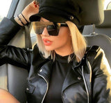 Rimless Gradient Oversized Retro Square Sunglasses