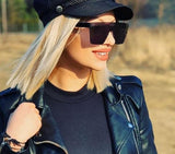 Rimless Gradient Oversized Retro Square Sunglasses