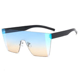 Rimless Gradient Oversized Retro Square Sunglasses