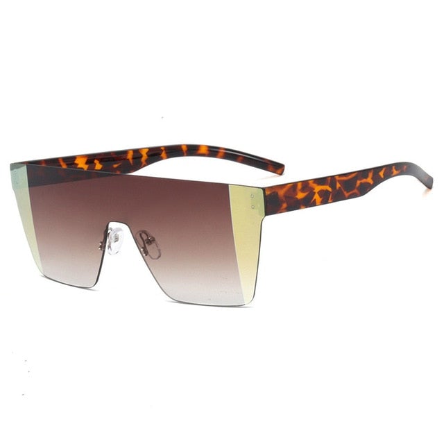 Rimless Gradient Oversized Retro Square Sunglasses