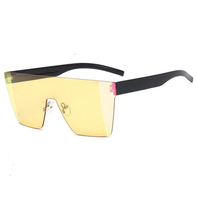 Rimless Gradient Oversized Retro Square Sunglasses