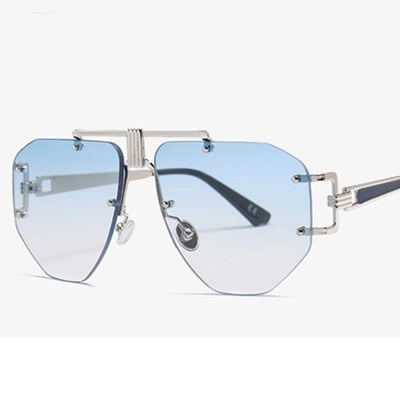 Rimless Gradient Lens Oval Sunglasses