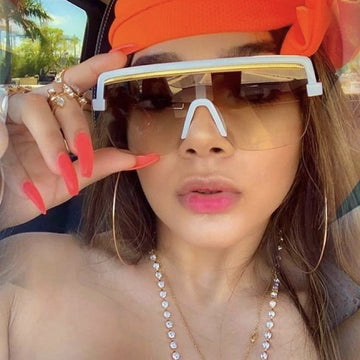 Rimless Flat Top Anti-Reflective Gradient Lens Square Sunglasses