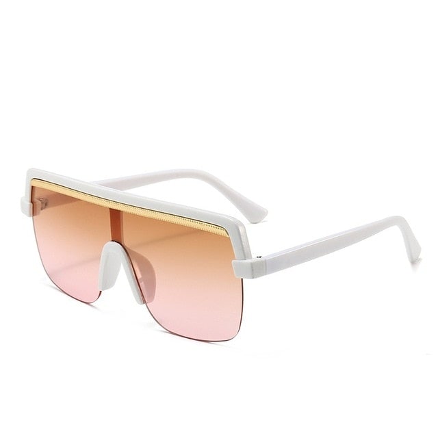 Rimless Flat Top Anti-Reflective Gradient Lens Square Sunglasses