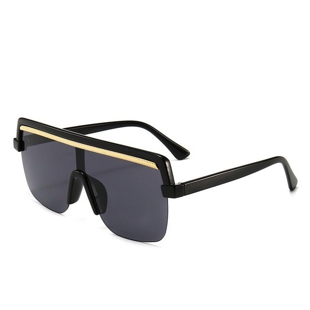 Rimless Flat Top Anti-Reflective Gradient Lens Square Sunglasses
