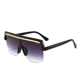 Rimless Flat Top Anti-Reflective Gradient Lens Square Sunglasses