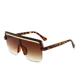 Rimless Flat Top Anti-Reflective Gradient Lens Square Sunglasses