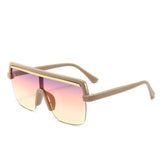 Rimless Flat Top Anti-Reflective Gradient Lens Square Sunglasses