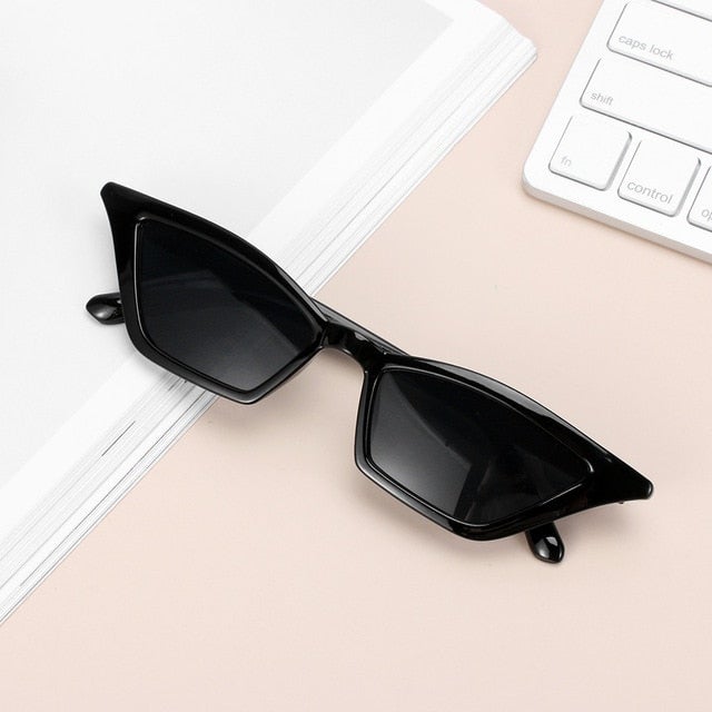 Fire Flame Rimless Wave Mirror Lens Narrow Cat Eye Sunglasses