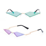 Fire Flame Rimless Wave Mirror Lens Narrow Cat Eye Sunglasses