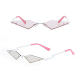 Fire Flame Rimless Wave Mirror Lens Narrow Cat Eye Sunglasses