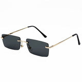 Small Rectangle Polarized Retro Gradient Rimless Square Sunglasses