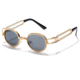 Vintage Pearl Diamond Steampunk Rhinestone Small Round Sunglasses