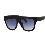 Flat Top Oversized Retro Shield Shape Big Frame Rivet Semi Round Sunglasses