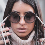 Chain Designed Frames With Rimless Lens Round Sunglasses
