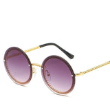 Chain Designed Frames With Rimless Lens Round Sunglasses