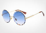 Textured Rimless Retro Style Gradient Round Sunglasses