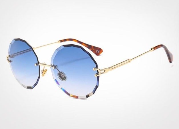 Textured Rimless Retro Style Gradient Round Sunglasses