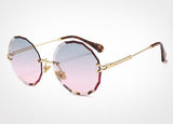 Textured Rimless Retro Style Gradient Round Sunglasses