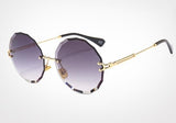 Textured Rimless Retro Style Gradient Round Sunglasses