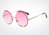 Textured Rimless Retro Style Gradient Round Sunglasses