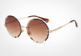 Textured Rimless Retro Style Gradient Round Sunglasses