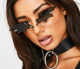 Steampunk Vintage Bat Shaped Mirror Retro Rimless Cat Eye Sunglasses