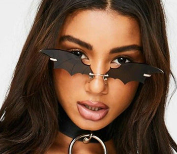 Steampunk Vintage Bat Shaped Mirror Retro Rimless Cat Eye Sunglasses