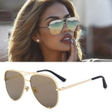 Luxury Style Mirror Gradient Lens Metal Frame Aviator Sunglasses