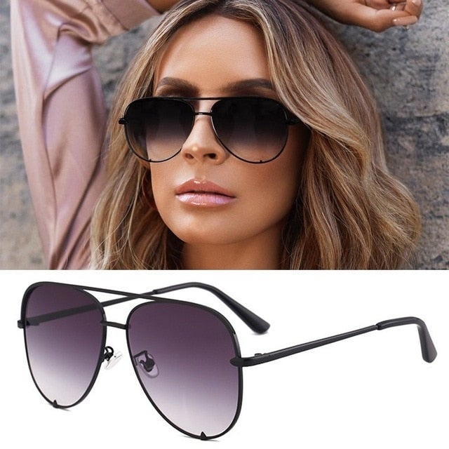 Luxury Style Mirror Gradient Lens Metal Frame Aviator Sunglasses