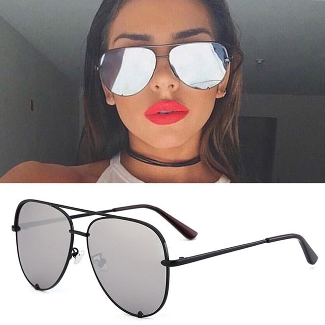 Luxury Style Mirror Gradient Lens Metal Frame Aviator Sunglasses