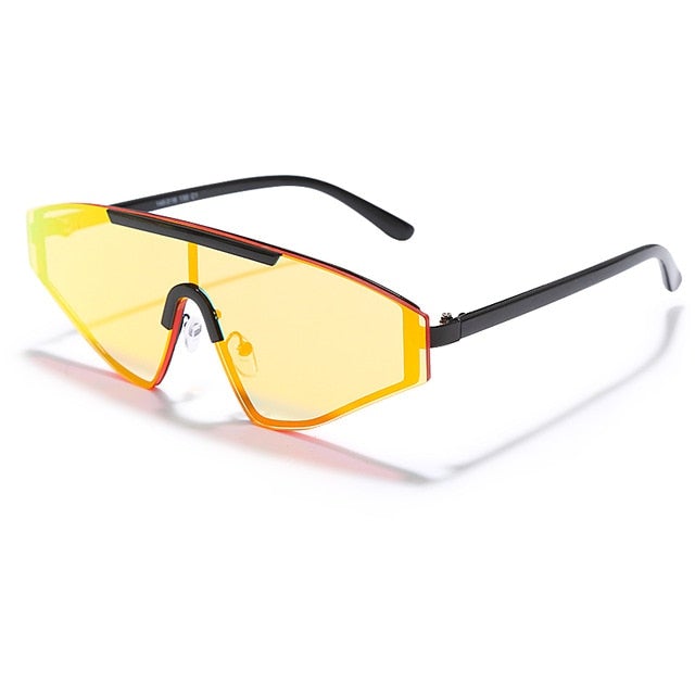 Oversized Anti-Reflective Clear Rimless Plastic Square Sunglasses