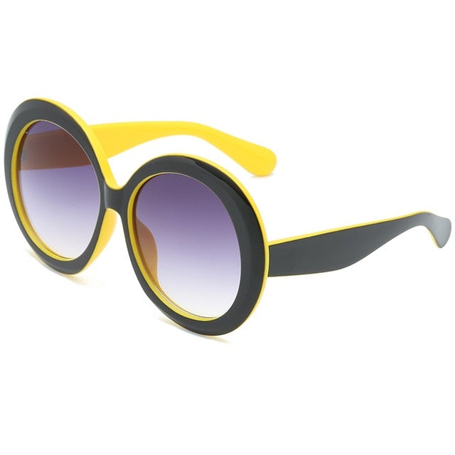 Oversized Gradient Lens Plastic Frame Round Sunglasses
