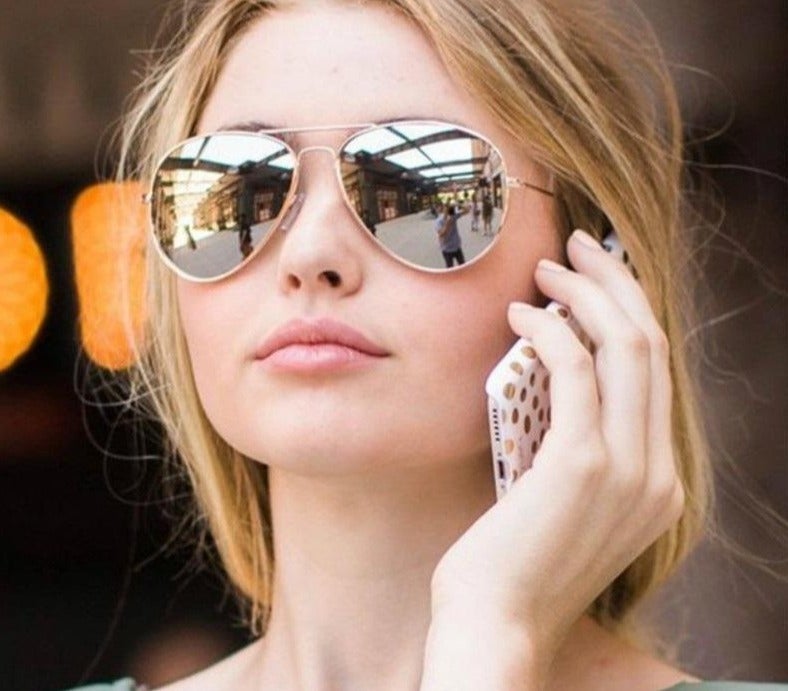 Retro Classic Mirror Lens Metal Rim Aviator Sunglasses