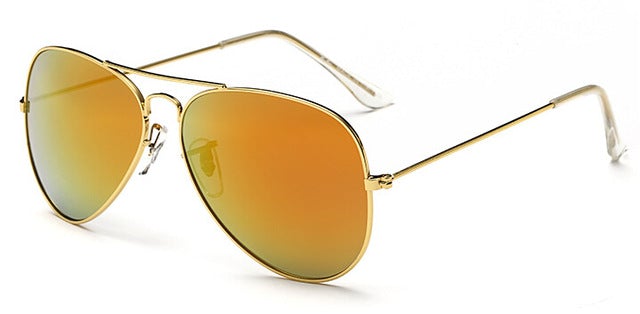 Retro Classic Mirror Lens Metal Rim Aviator Sunglasses