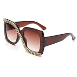 Luxury Vintage Oversized Diamond Rhinestone Square Sunglasses