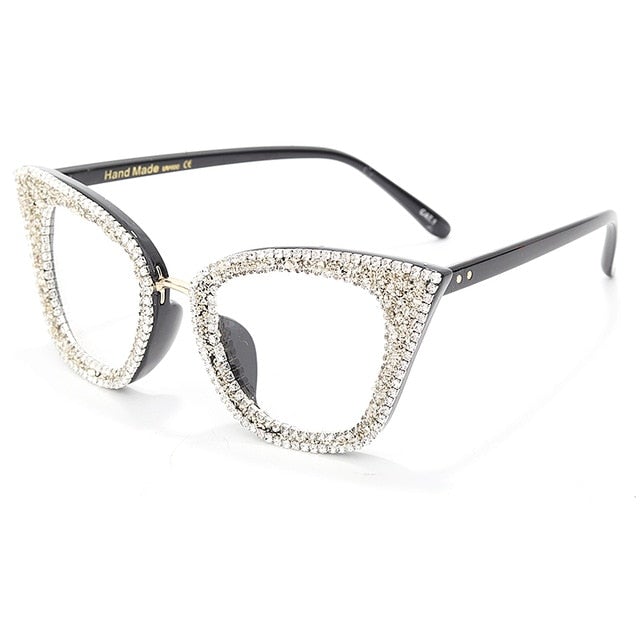 Retro Style Colorful Rhinestones Frame Vintage Cat Eye Sunglasses