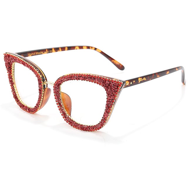 Retro Style Colorful Rhinestones Frame Vintage Cat Eye Sunglasses