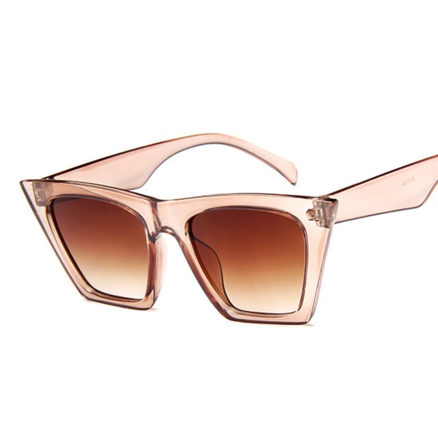 Classic Style Flat Gradient Lens Vintage cat Eye Sunglasses