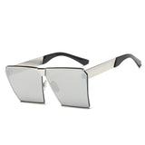 Big Metal Frame Clear Mirror Lens Square Sunglasses