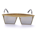 Metal Steampunk Luxury Flat Top Mirror Gradient Square Sunglasses