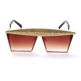 Metal Steampunk Luxury Flat Top Mirror Gradient Square Sunglasses
