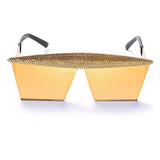 Metal Steampunk Luxury Flat Top Mirror Gradient Square Sunglasses