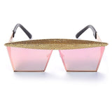 Metal Steampunk Luxury Flat Top Mirror Gradient Square Sunglasses